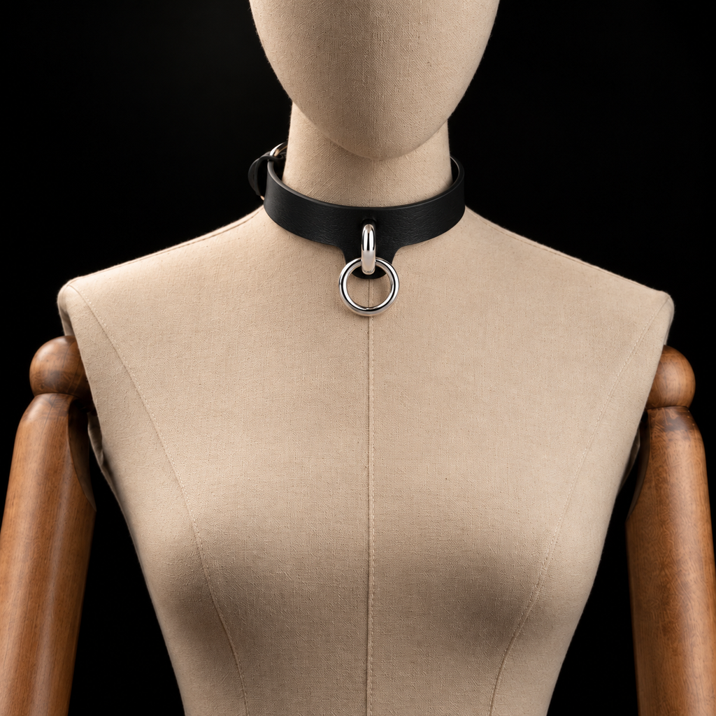 Black O-Ring Collar – Adjustable Alternative Leather-Look Choker