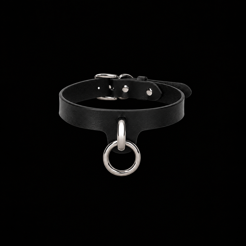 Black O-Ring Collar – Adjustable Alternative Leather-Look Choker