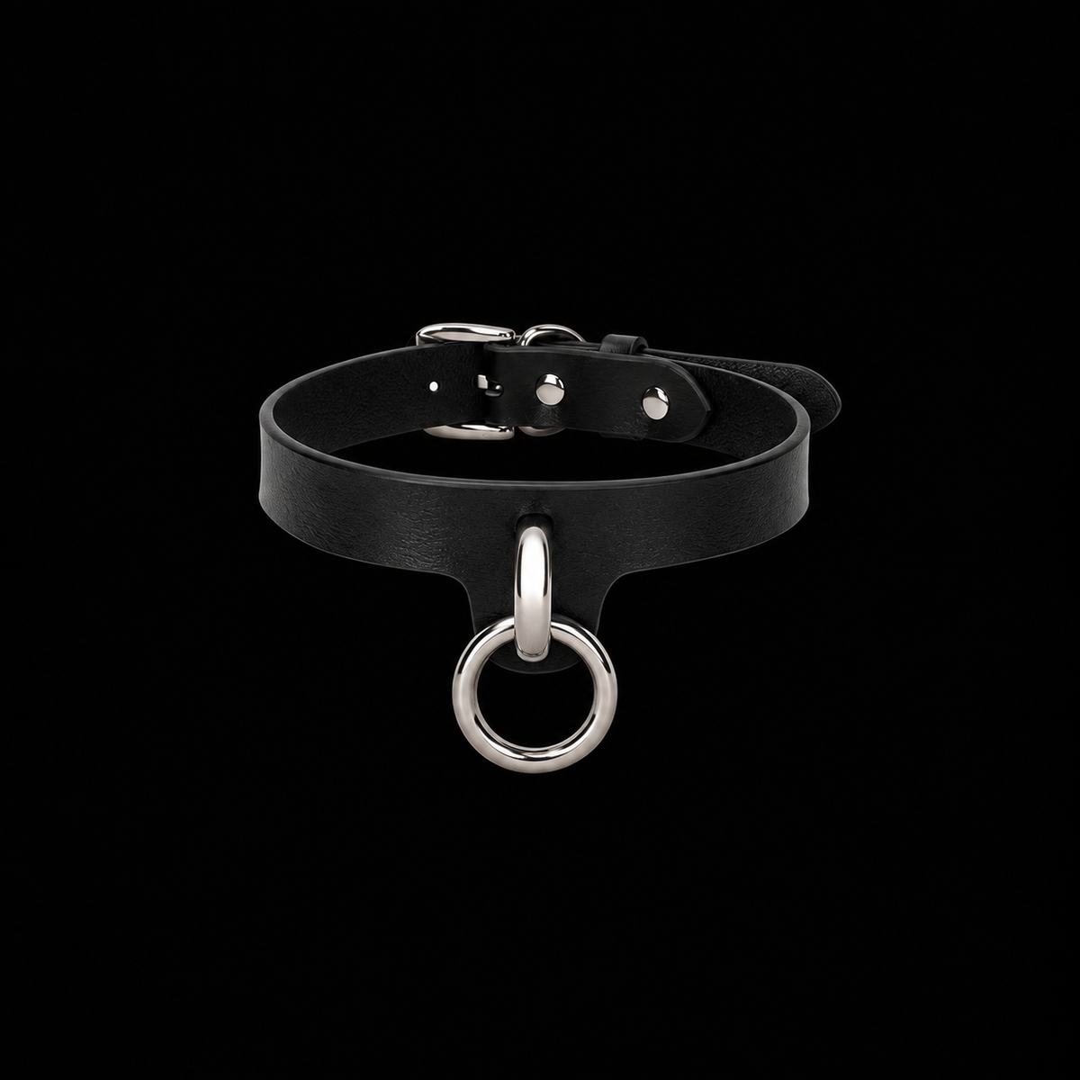 Black O-Ring Collar – Adjustable Alternative Leather-Look Choker