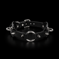 Adjustable Black Faux Leather O-Ring Choker Collar