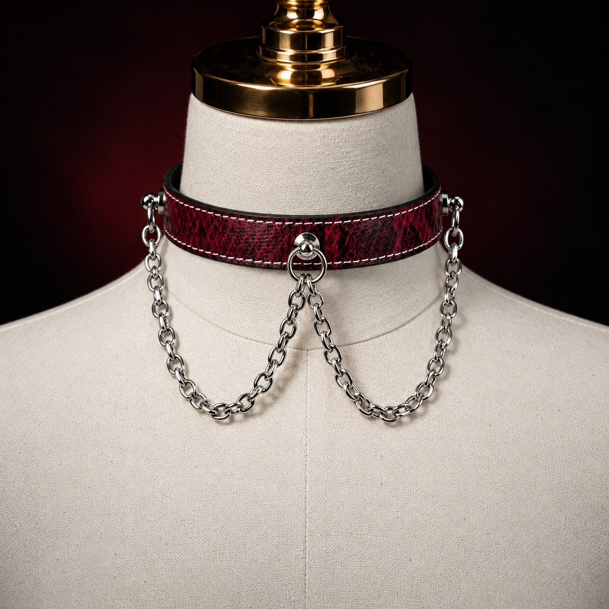 Snake Print Adjustable Chain Choker Necklace