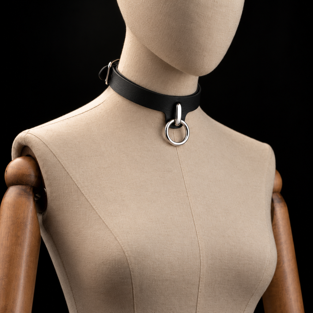 Black O-Ring Collar – Adjustable Alternative Leather-Look Choker