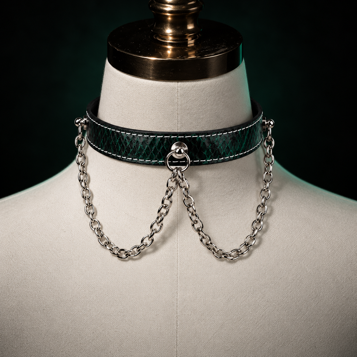 Snake Print Adjustable Chain Choker Necklace