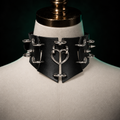 Black Leather Punk Wide Collar with Heart O-Ring